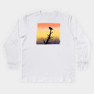 Hummingbird Silhouette Sunset Kids Long Sleeve T-Shirt